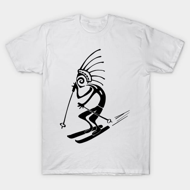 Kokopelli skier black T-Shirt by ngmx